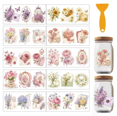 20 Blumen UV DTF Cup Wraps, wasserdicht, DIY Aufkleber