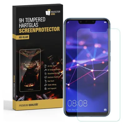 A product box for a screen protector is shown next to a smartphone with the screen protector applied.