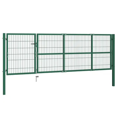 Produktbild von vidaXL Gartentor mit Pfosten 350x100 cm Stahl Grün