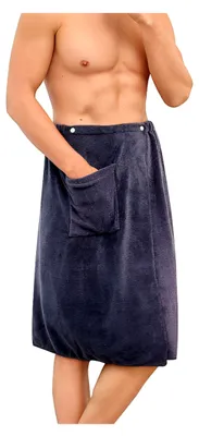 Produktbild von Saunakilt für Herren – Verstellbares Badetuch für Sauna, Fitnessstudio, Dusche und Strand – Schnelltrocknendes Tuch in Dunkelgrau, 70 x 140 cm