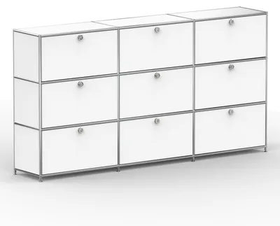 Produktbild von Hochschrank, 9 Klappen, Schloss, Breite 227 cm, Signalweiß