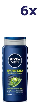 Produktbild von 6x Nivea Duschgel 400 ml For Men Energy