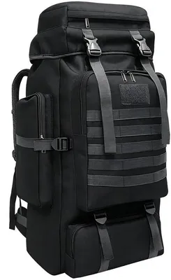 Produktbild von 80-Liter-Campingrucksack, wasserdicht, für Damen und Herren, verstellbarer MOLLE-Rucksack, großer Outdoor-Reiserucksack, schwarz