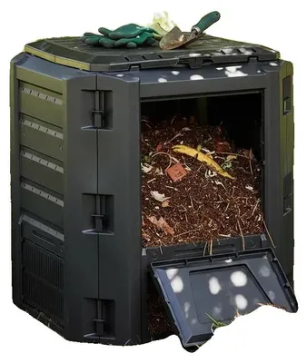 Productafbeelding van Compostbak, weerbestendig materiaal, 380 liter inhoud, zwart, zwart