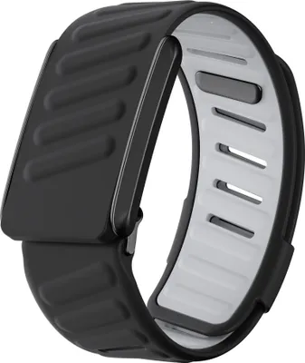 Produktbild von Strap-it Silikon-Sportarmband mit Druckknopfverschluss - passend für Whoop 4.0 (schwarz/grau)