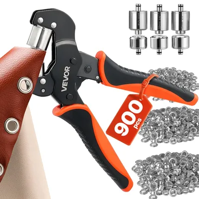 Produktbild von VEVOR Ösenzange 900 tlg. Set Ösen 8mm 10mm 12mm Magnetische Ösenpresse, Ösenstanze aus Stahl mit Magnetkopf Rutschfester Griff Geeignet für Leder Planen Schuhe Bastelarbeiten & Stoff
