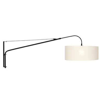 Produktbild von Steinhauer Wandleuchte Elegant Classy 1-flammig Schwarz Matt/ Leinen Weiß 120x40cm