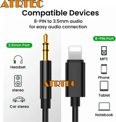 Produktbild von AUX Kabel 3,5mm Klinke Stecker für iPhone 6/7/8/X/XR/XS/11/12/13 Audio Adapter
