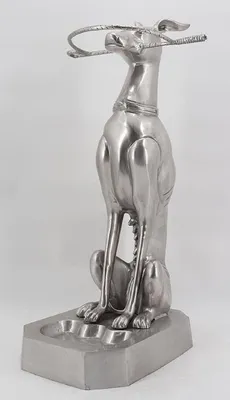 Immagine prodotto di Casa Padrino scultura portaombrelli in bronzo levriero argento 38 x 43 x h. 81 cm - figura decorativa in bronzo - collezione lusso