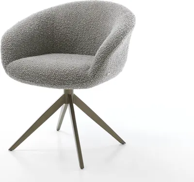 Produktbild von DELIFE Drehstuhl Vinka-Flex mit Armlehnen Bouclé Silbergrau Kreuzgestell breit Effektfinish Titan 360° drehbar Taschenfederkern