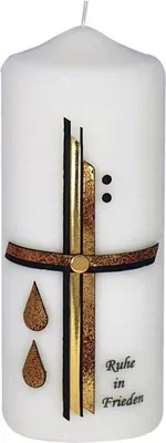 Produktbild von Trauerkerze "Goldenes Kreuz" 200 x 80 mm mit Klarsichtkarton