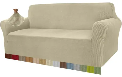 Obrázok produktu pre Poťah na pohovku, elastický, vzor Jacquard, farba khaki, pre 3 osoby