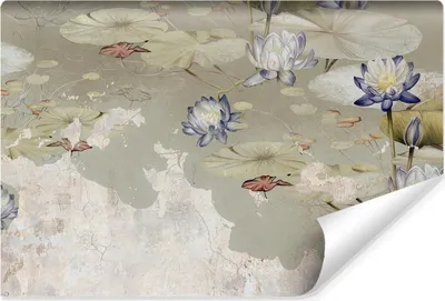 Produktbild von Muralo Vlies Fototapete Für Wohnzimmer SEEROSEN Blätter Blumen Beton Br. 520cm x Hö. 318cm