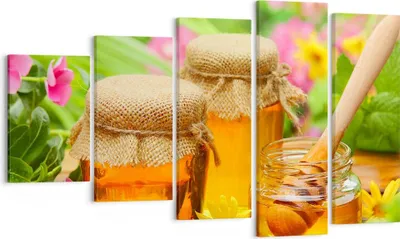 Produktbild von Bild auf Leinwand - Leinwandbild - Honig Glas Glas Vitamin - 100x60cm - Wand Bild - Wanddeko - Leinwanddruck - Bilder - Kunstdruck - Wanddekoration - Leinwand bilder - Wandkunst - EG100x60-2475