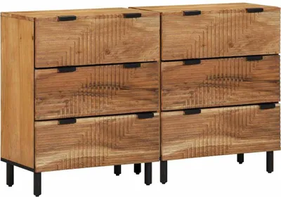 Immagine prodotto di Credenza 2 pezzi Brown 60 x 33 x 75 cm in legno massiccio di acacia