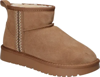 Produktbild von AMERICAN CLUB Cy182 Damen Winterboots Echtleder gefüttert, warme Schneestiefel mit Fell, Damen Winterschuhe, Camel 39