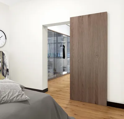 Productafbeelding van Verborgen schuifdeursysteem - Wandmontage - Soft-Close mechanisme - Aluminium - 80 kg