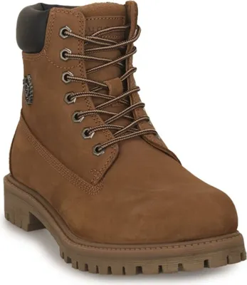 A single brown boot is shown against a white background.