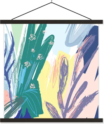 Produktbild von MuchoWow® Textilposter Sommer - Pflanze - Farbe 90x90 cm mit schwarzem Rahmen - Magnetisches