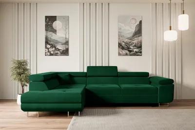 Produktbild von ALTDECOR Ecksofa mit Schlaffunktion und Bettkasten GUSA-L - 272x202x107 cm Grün - Corner Sofa Bett Eckcouch Couch L-Form Schlafcouch Ausziehbar Wohnlandschaft Schlafsofa Cauchsofa