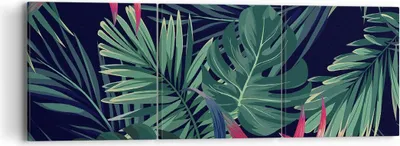 Produktbild von Bild auf Leinwand - Leinwandbild - 3 Teile - Exotisch Blumen Blätter - 90x30cm - Wand Bild - Wanddeko - Wandbilder - Leinwanddruck - Bilder - Wanddekoration - Leinwand bilder - Wandbild - CA90x30-4308