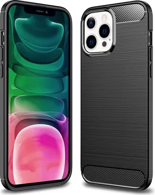 Obrázok produktu pre NALIA Carbon Look Case pre iPhone 13 Pro, čierne silikónové puzdro Bumper Case