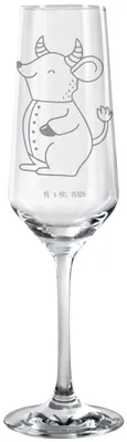 Produktbild von Mr. & Mrs. Panda Glas Stier Astrologie - Transparent - Geschenk, Sektflöte, Geburtstagsgeschenk, Tierkreiszeichen, Horoskop, Kelchglas, Trinkglas, Sektglas, Sternzeichen