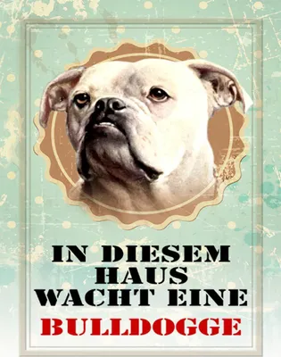 Produktbild von vianmo Holzschild 40x30 cm Hund in diesem Haus wacht Bulldogge
