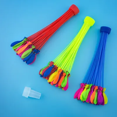Produktbild von PRECORN Wasserbomben selbstschließend 111 Stück Mehrfarbig 3 Bündel mit je 37 Wasserballons selbst verschließend ohne Knoten