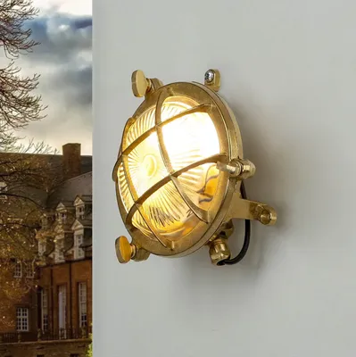 Produktbild von Wandlampe Außen Messing IP44 Maritim rund wetterfest SERIFOS Außenleuchte Bootslampen Aussen Haustür
