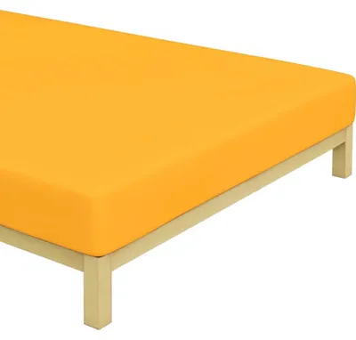 Imagen del producto de Sábana encimera de Jersey, color amarillo intenso. Dimensiones: 90x200 cm