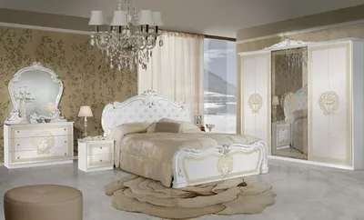 Produktbild von Barock Schlafzimmer Greta in Weiss/Gold 6-Teilig 6-Türig