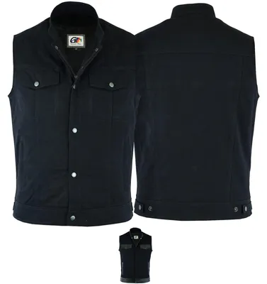 Produktbild von Denim Motorrad Biker Kutte Weste Bikerweste Motorradweste Stehkragen schwarz, Größe:54/XL, Weste:Denim