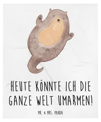Produktbild von Mr. & Mrs. Panda Tagesdecke Otter Umarmen - Weiß - Geschenk, Hallo, Optimistisch, glücklich, Seeotter See, Decke, Kuscheldecke, gut Gelaunt, Plaid, Bettdecke, Couchdecke