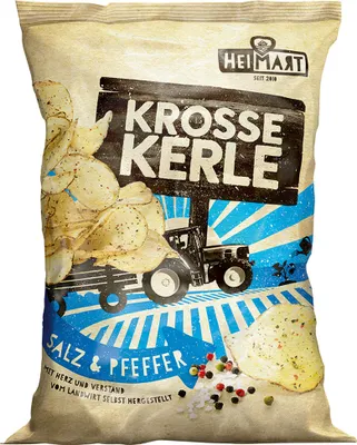 Produktbild von HeiMart Krosse Kerle Salz und Pfeffer Kartoffel Chips geröstet 115g