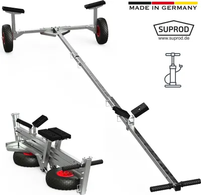 Produktbild von Spúšťanie vozíka lodný vozík ručný príves skladacia nafukovací čln vozík SUPROD TR260-B-LU, vzduch, Ø 260 mm, čierna/červená