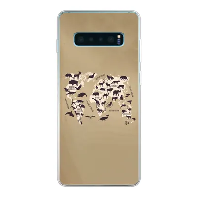 Produktbild von MuchoWow® Handyhülle Schutzhülle Hülle für Samsung Galaxy S10 Plus Weltkarte - Tiere - Braun Silikon Softcase Handy Hülle - Schutzhülle