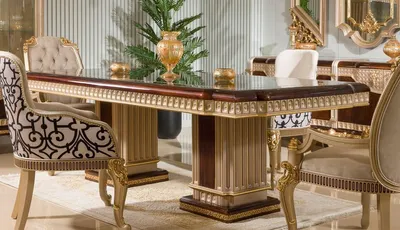 Image de Casa Padrino Luxe Table de salle à manger baroque brun foncé / gris / or 250 cm