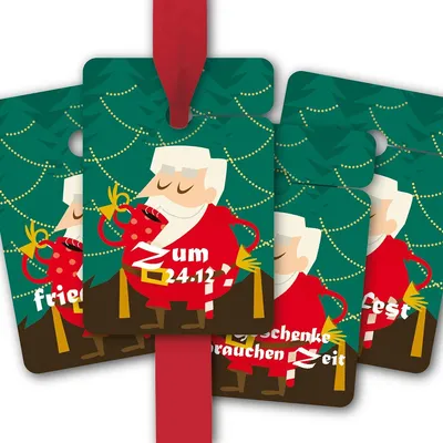 Produktbild von 8 komische Geschenkanhänger Weihnachten mit Weihnachtsmann