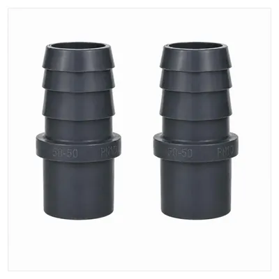 Produktbild von HAF 2x PVC Druckschlauchtülle mit 50mm x 50mm | Schlauchtülle x Klebestutzen | Schlauchverbinder aus grauem PVC-U | PN16 für Pool und Teich