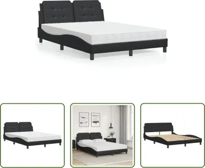 Produktbild von The Living Store Bett mit Matratze Schwarz 120x200 cm Kunstleder