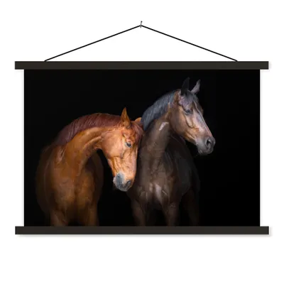 Produktbild von MuchoWow® Textilposter Pferde - Tiere - Porträt - Braun 150x100 cm mit schwarzem Rahmen - Schlafzimmer