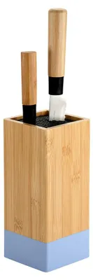 Messerblock Bambus 10x10x23 cm mit Borsten, braun/blau