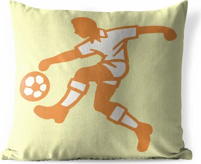 Produktbild von MuchoWow® Outdoor Kissen - Eine Illustration einer Person, die einen Fußball spielt - Jungen - Mädchen - Kinder - 45x45 cm - Wetterfest - Lounge Kissen - Fotokissen - Dekoratives Kissen