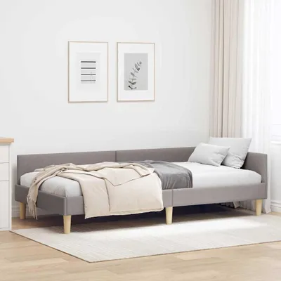 Produktbild von "Schlussverkauf" Einzelbett 1 PLACE - EckBettgestell einzel - mit Kopfteil - Taupe 100x200 cm Stoff C2937