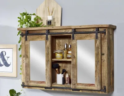 Produktbild von Spiegelschrank 108x64cm 'Railroad' Mango & Eisen