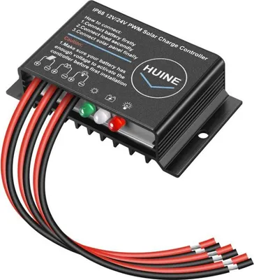 Immagine prodotto di Regolatore solare PWM compatto 20A 12V/24V - impermeabile IP68 + cavo