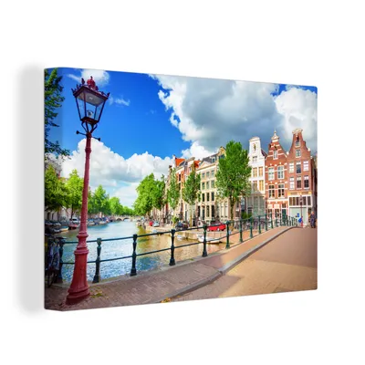 Obrázek produktu pro OneMillionCanvasses® Malba na plátně Nástěnná malba na plátně - Kanál - Amsterdam - Nizozemsko - 150x100cm