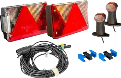 Produktbild von Lichtset: Aspöck Rückleuchten + Aspöck Seitenmarkierungsleuchten + Mantes 7M 7-Pin Kabelbaum + Schnellverbinder