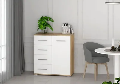Produktbild von Praktische Kommode ANFISA MINI 1 – Eiche Sonoma / weiß